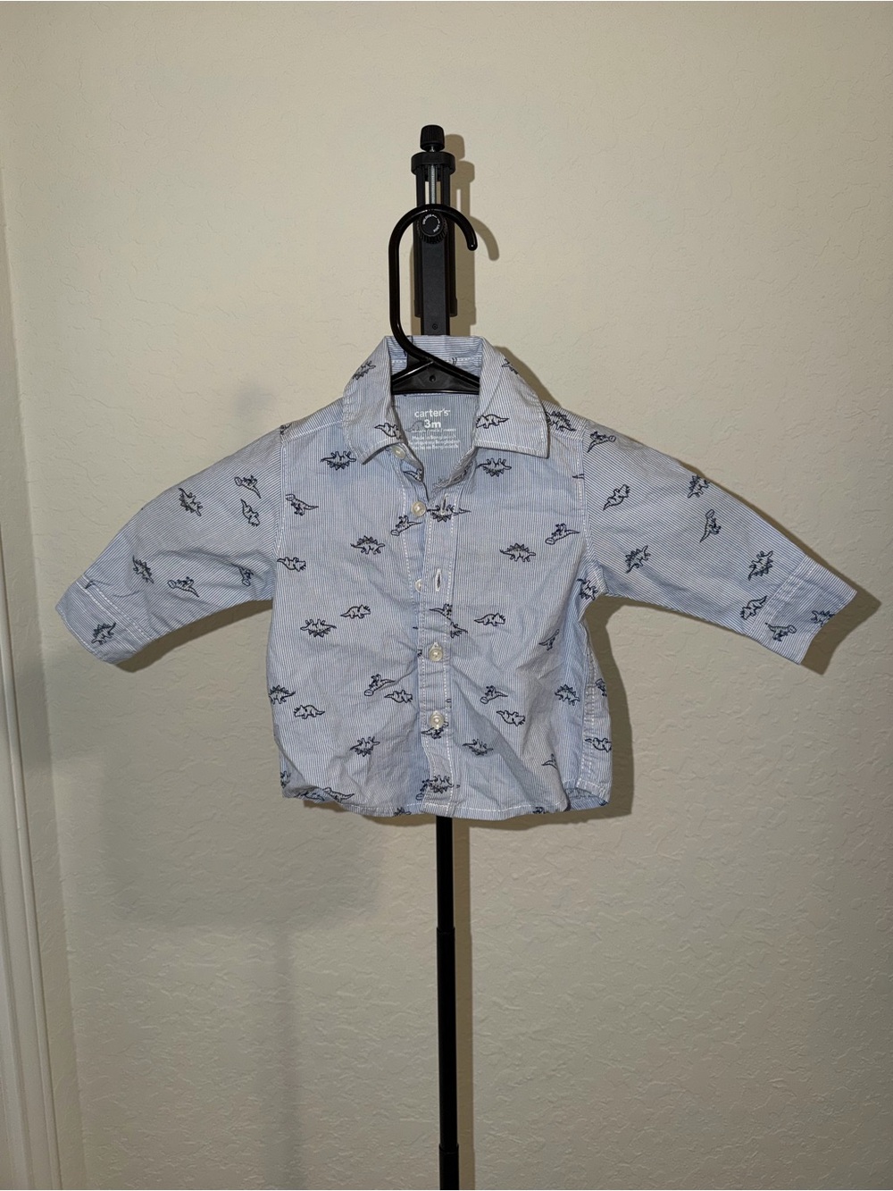 Carter's Light Blue Button-Down Shirt with Navy Dino Print